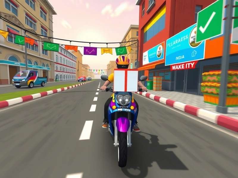 Express Delivery Racer gameplay screenshot showing Indian streets